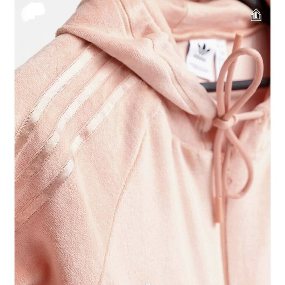 Adidas Women's "Relaxed Risque" Velour Zip Hoodie Casual Color Blush - Picture 3 of 4